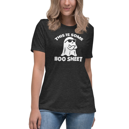 Halloween Style with 'This Is So Boo Sheet' Women's T-Shirt - Fun Halloween Tee, Spooky Season Shirt, October Wardrobe, Funny Halloween Costume, Festive Apparel, Ghostly Humor, Unique Design, October Fashion for Women