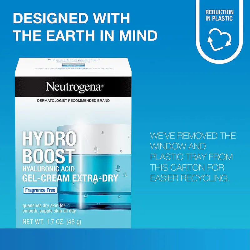 Neutrogena Hydro Boost Hyaluronic Acid Hydrating Face Moisturizer Gel-Cream to Hydrate and Smooth Extra-Dry Skin, 1.7 Oz