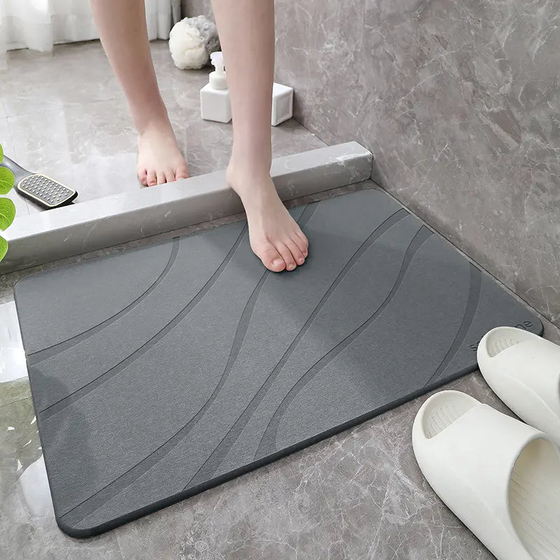 SØLVSTONE - Quick Dry Stone Bathroom Mat (Waves)