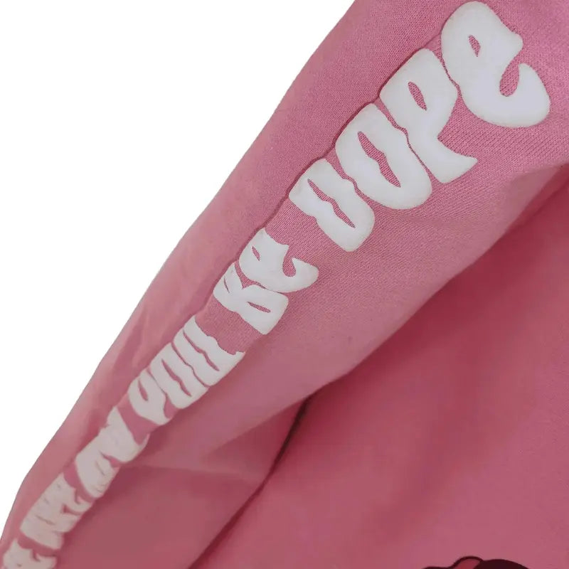 Sneaks Streetwear Maximalist Raw Hem Crop Pink Hoodie