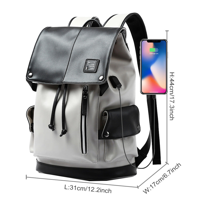 Image of Vegan Leather Dayback Backpack: "Stylish Vegan Leather Dayback Backpack